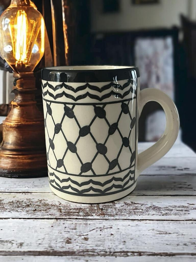 Hand Crafted Glazed Mugs 10 Oz - Keffiyeh Mug image