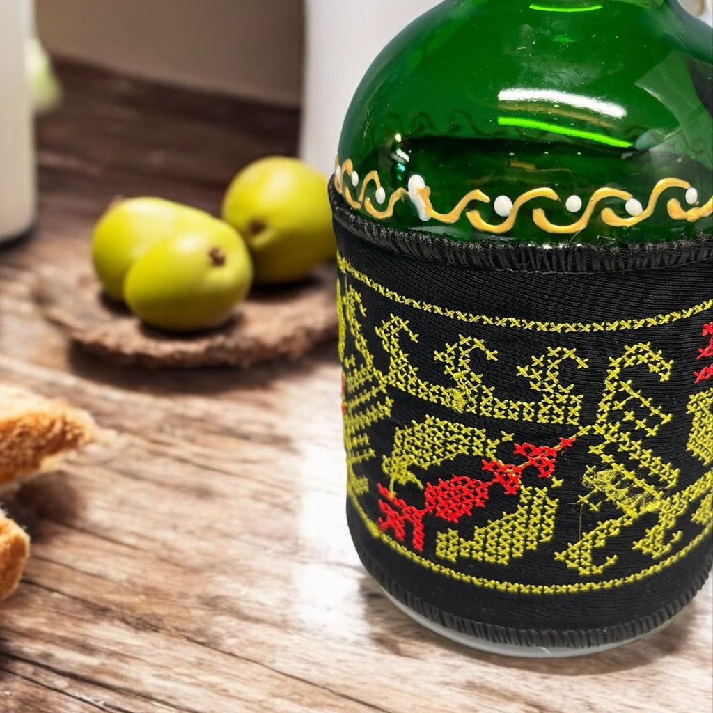 Olive oil bottle with Tatreez wrap image 2
