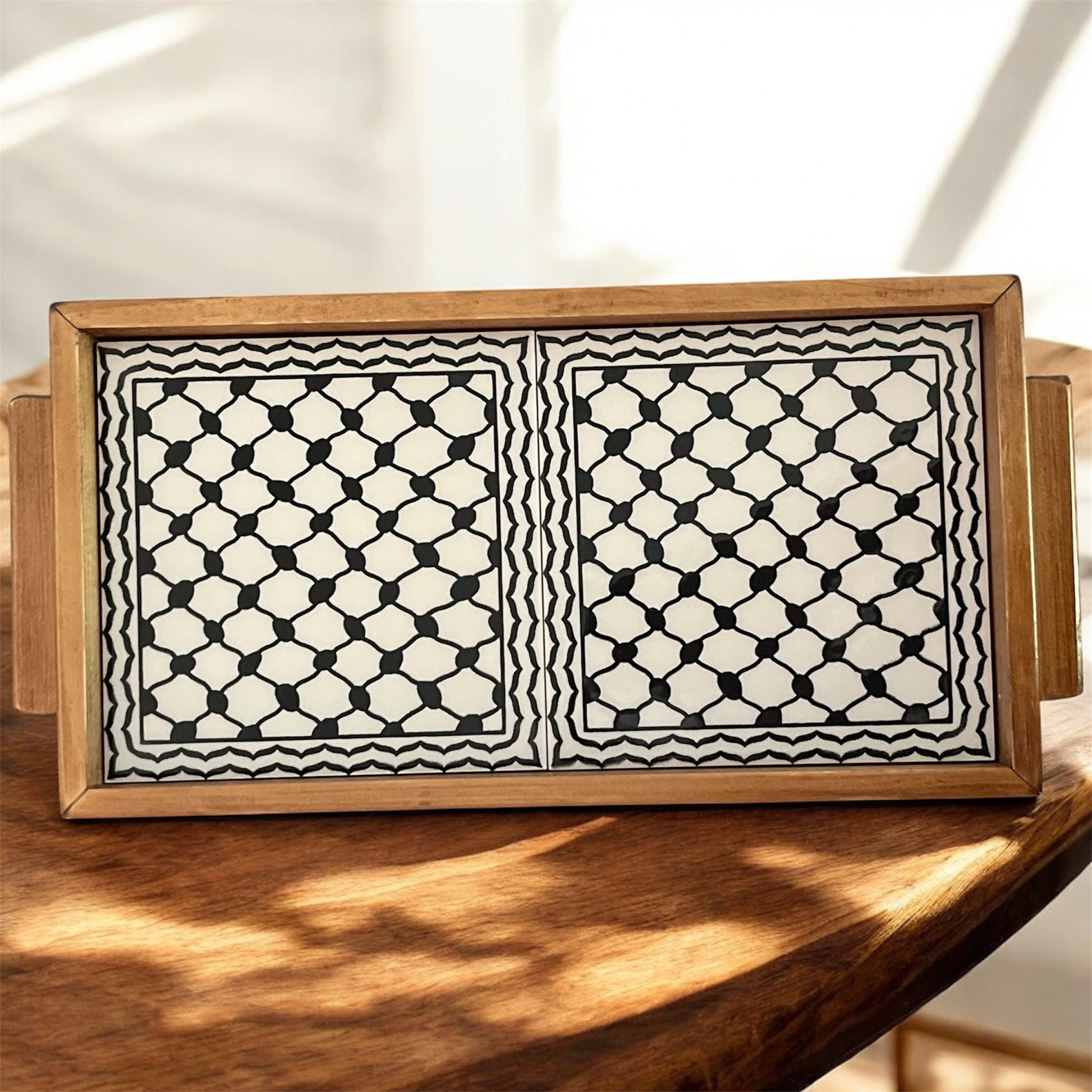 Tiled Tray 5 by 11 in. olive tree wood image 4