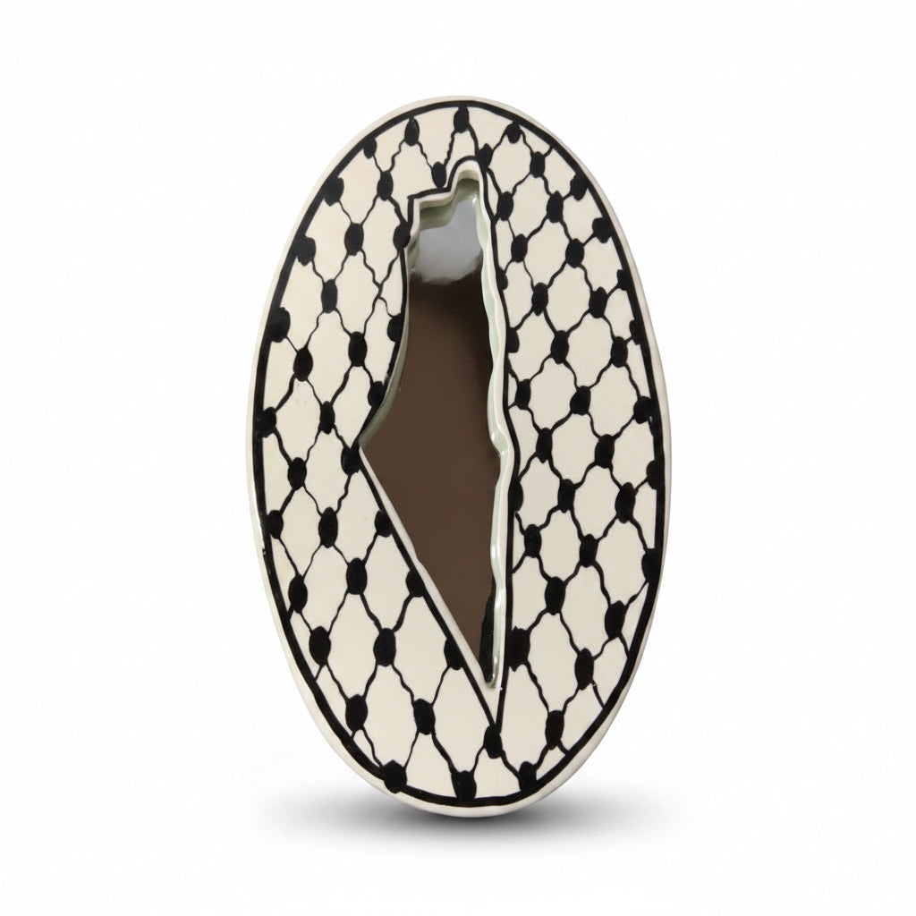 Handcrafted Map of Palestine mirror with olive motif image 4