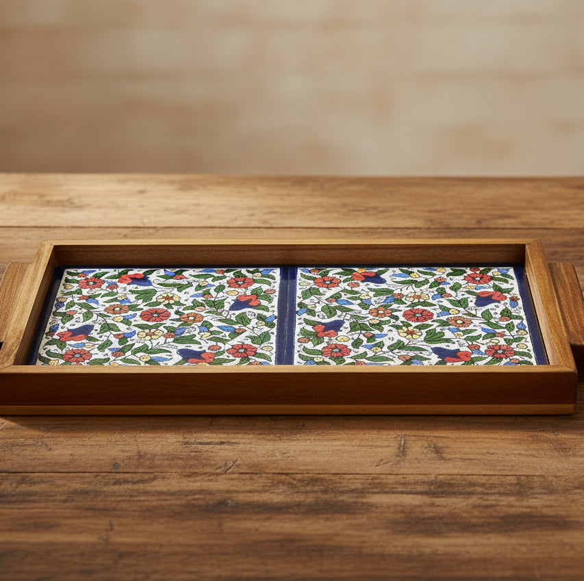 Tiled Tray 5 by 11 in. olive tree wood image 2