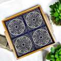 4 Tile Serving Tray - Blue &amp; White image