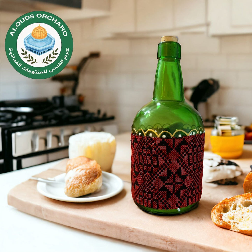 Olive oil bottle with Tatreez wrap image 1