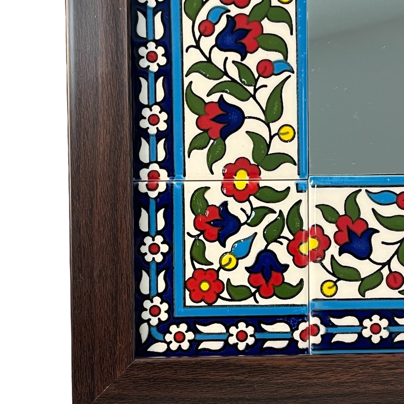 Hand painted tile inlaid mirror 14x14 image 2