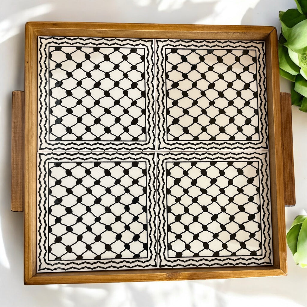 4 Tile Serving Tray - Olives image