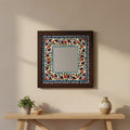 Hand painted tile inlaid mirror 14x14 image 0