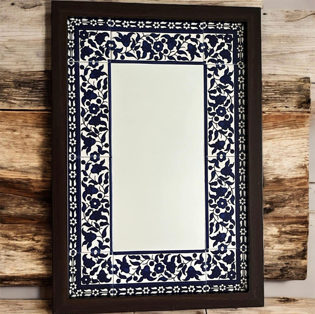 Hand Painted Tile Inlaid Mirror 14x19