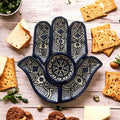 Blue Ceramic HAMSA HAND Serving Tray 12 x9 image 0