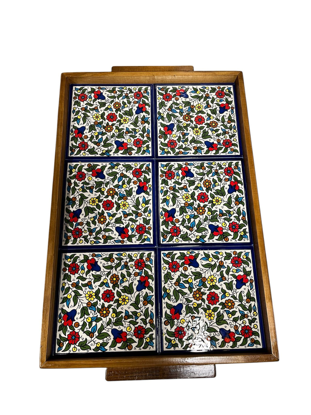 6 Tile Olive Tree Wood Tray image 2
