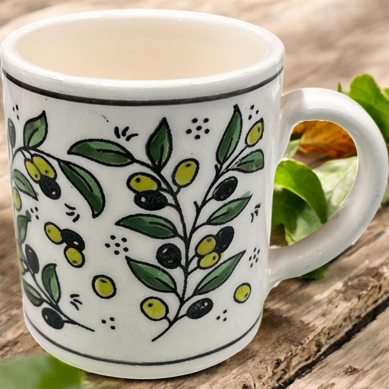 Hand Crafted Glazed Mugs 10 Oz - Olive Branch Mug image