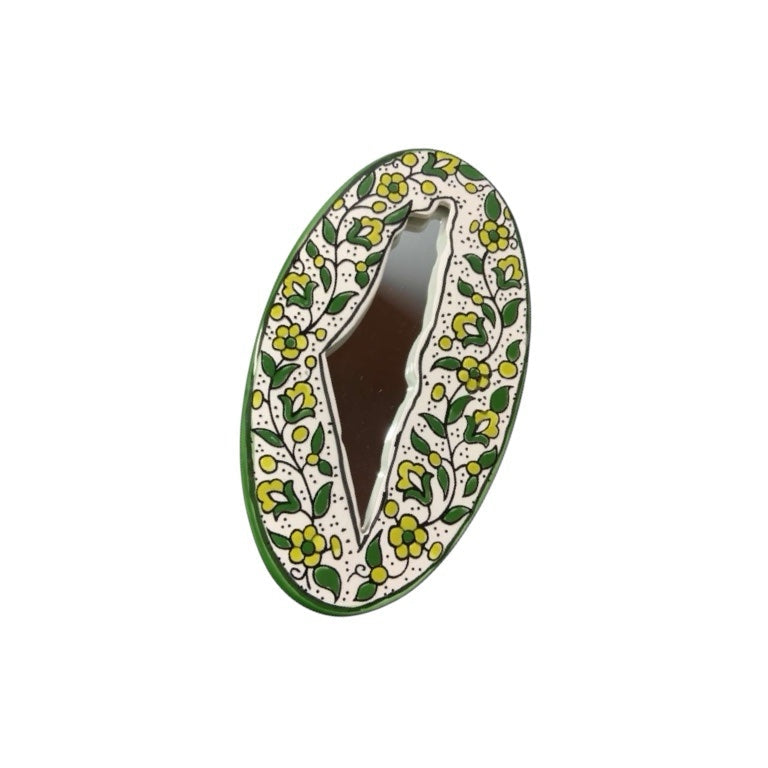 Handcrafted Map of Palestine mirror with olive motif image 5